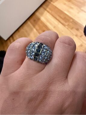 Adjustable Blue Crystal Dome Ring - Accessories